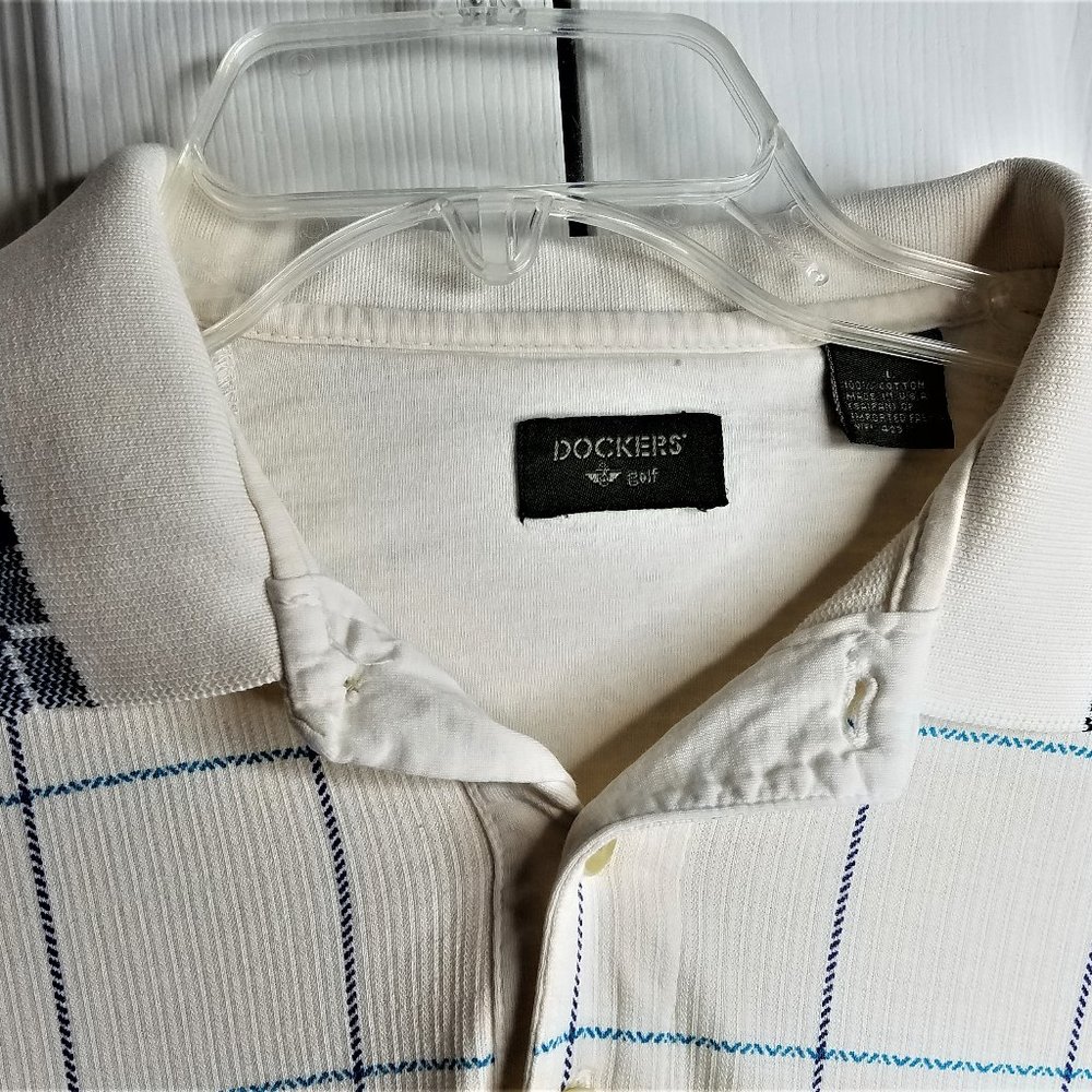 Men's Dockers Golf Men's Sz Large  Multi Color Checks Pattern Short Sleeve 100%